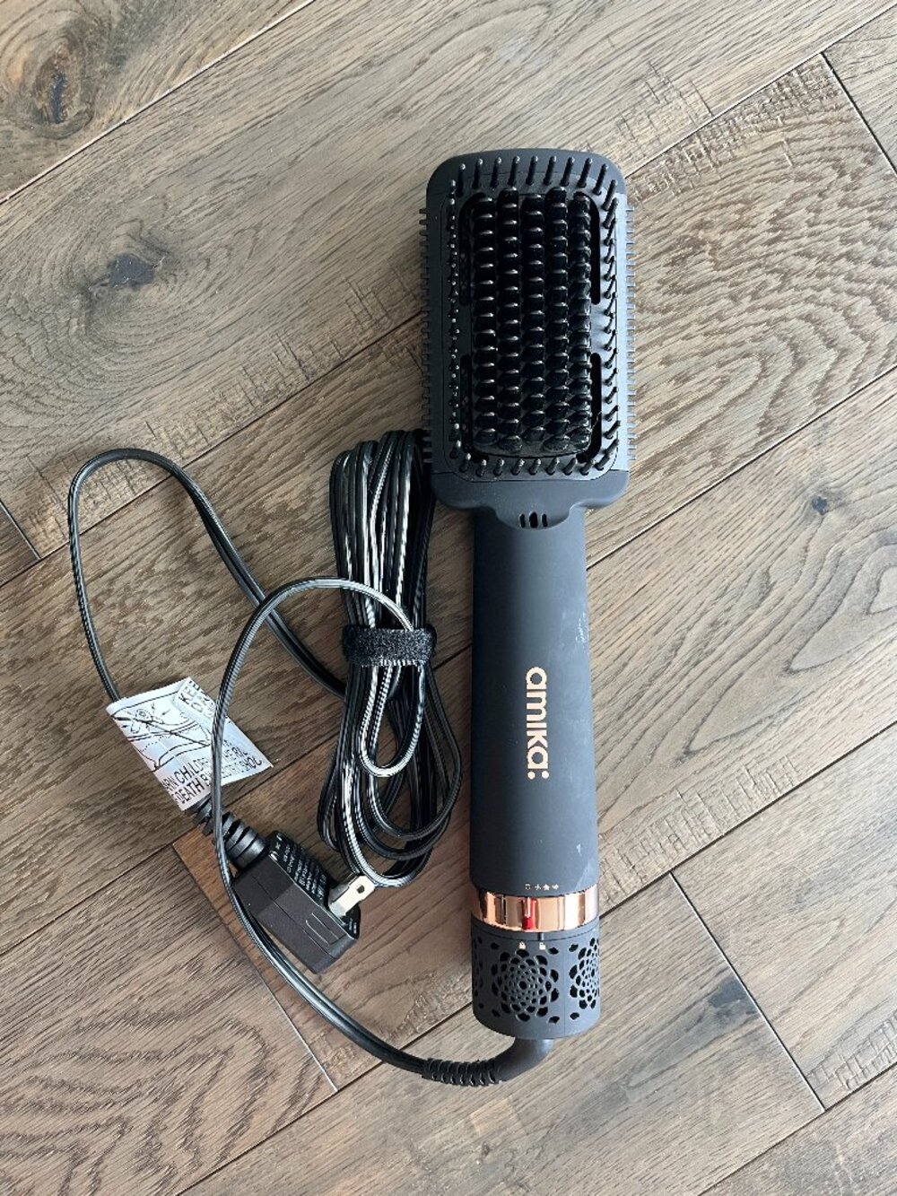 Amika Double Agent 2-in-1 Blow Dryer Straightening Brush HMS0038 Black - Picture 2 of 4